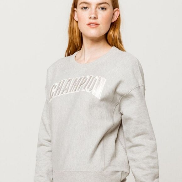 Women's Gray CHAMPION Logo Sweatshirt Size XS - Picture 5 of 9